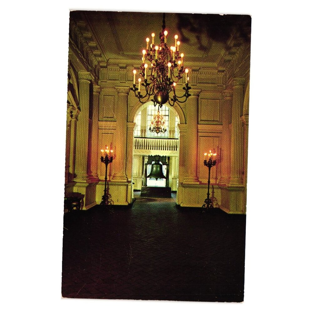 Historic Postcard Independence Hall Hallway Liberty Bell Philadelphia PA Vintage